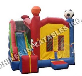 T5-190 Commercial Football Theme Bouncy Combo With Slide