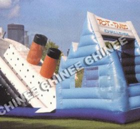 T8-137 Titanic Ship Inflatable Dry Slide Bouncer Combo Game