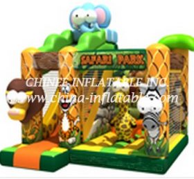 T2-3319 Jungle Theme Bouncy Castle With Slide