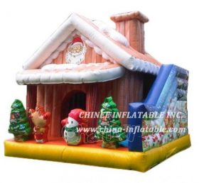 T2-3472 Santa’S House Bounce House With Slide