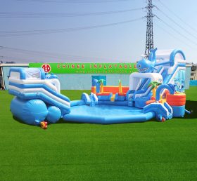 Pool2-713 Whale Inflatable Water Slide Pool Water Park