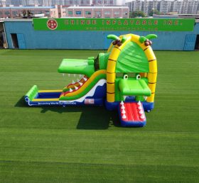 T8-3810 Crocodile Themed Combo With Slide Jungle Inflatable Water Slide