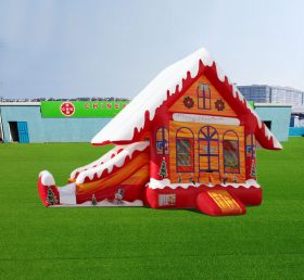 T2-4182 22Ft Christmas Bounce House Combo With Slide