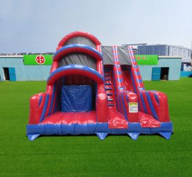 T8-4049 10Ft Platform Blue & Red Base Jump With Drop Slide