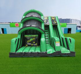 T8-4051 10Ft Platform Green Toxic Base Jump With Drop Slide